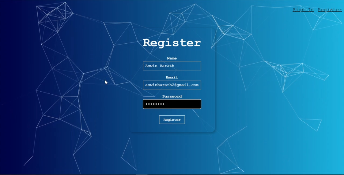 Smart Brain App Register Page